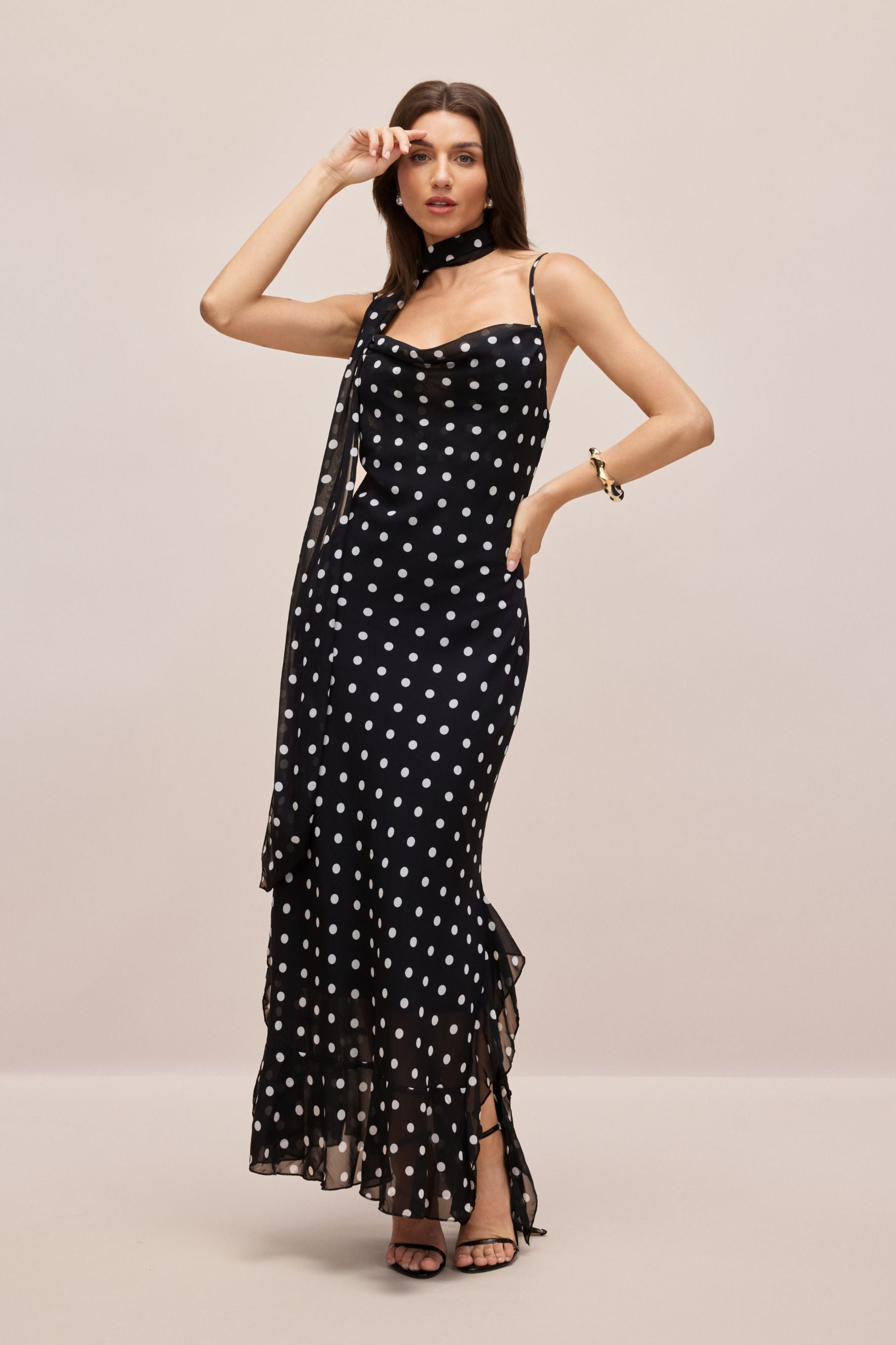 P&R Polka-Dot-Kleid mit offener Rückenpartie