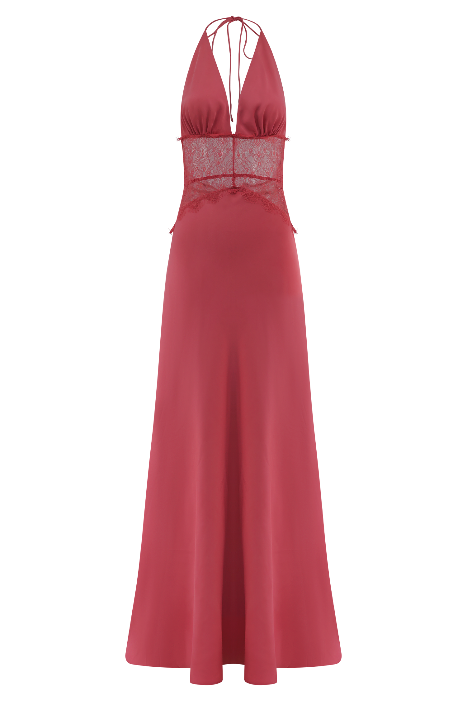 P&R Satin-Spitzen-Maxikleid